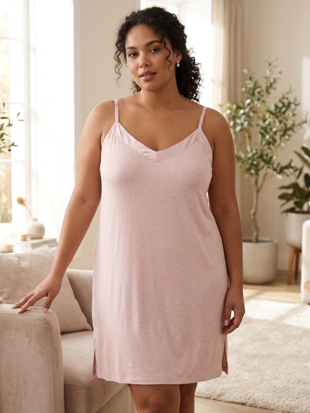 NWT Zim & Zoe Sleepwear Satin Trim Nightie Pink Marle Plus Sz 22/24 Sleep Dress
